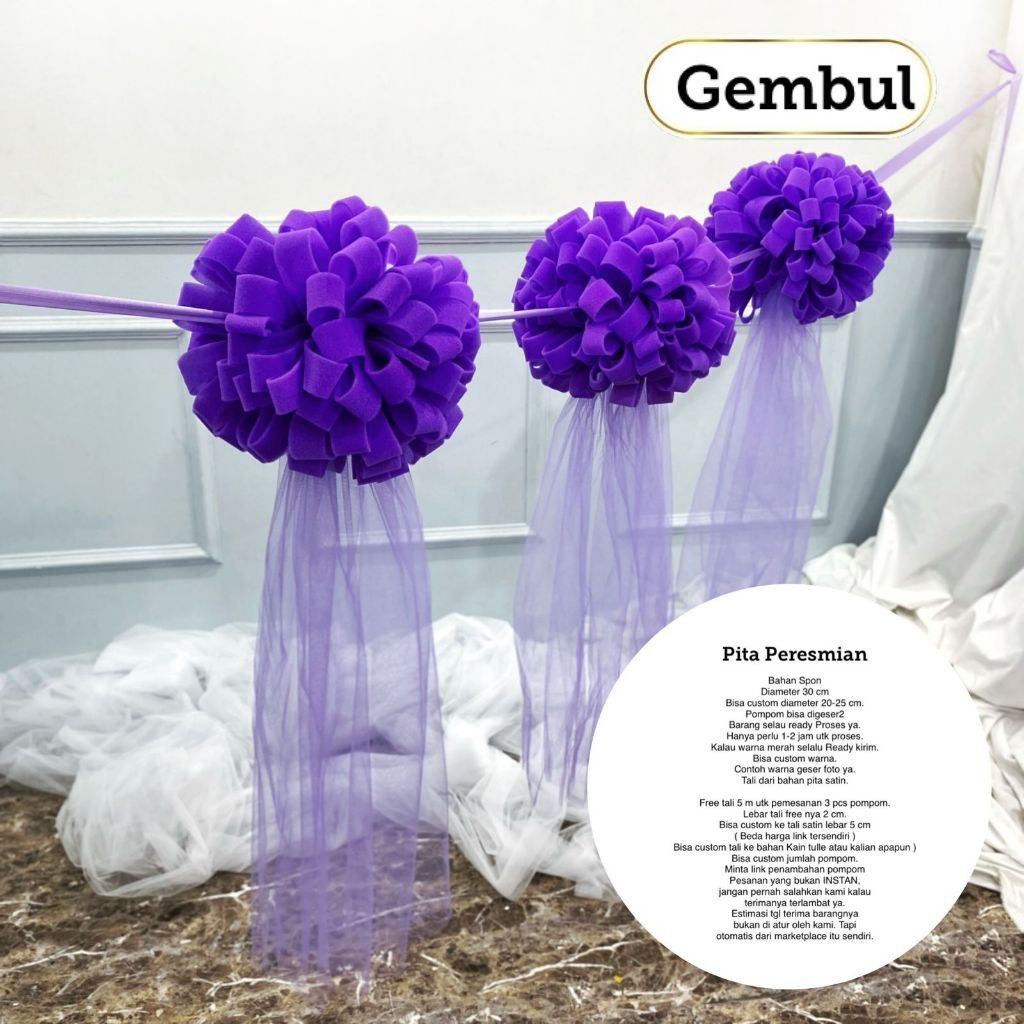 

Pita peresmian gunting pita opening kain pita satin, tulle merah set gunting pita grand opening set lengkap gunting peresmian pom pom siap pakai