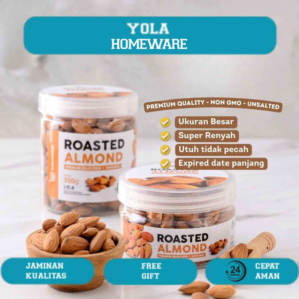 

Kacang Almond Panggang Kupas Premium Organik Roasted Almond Original Natural