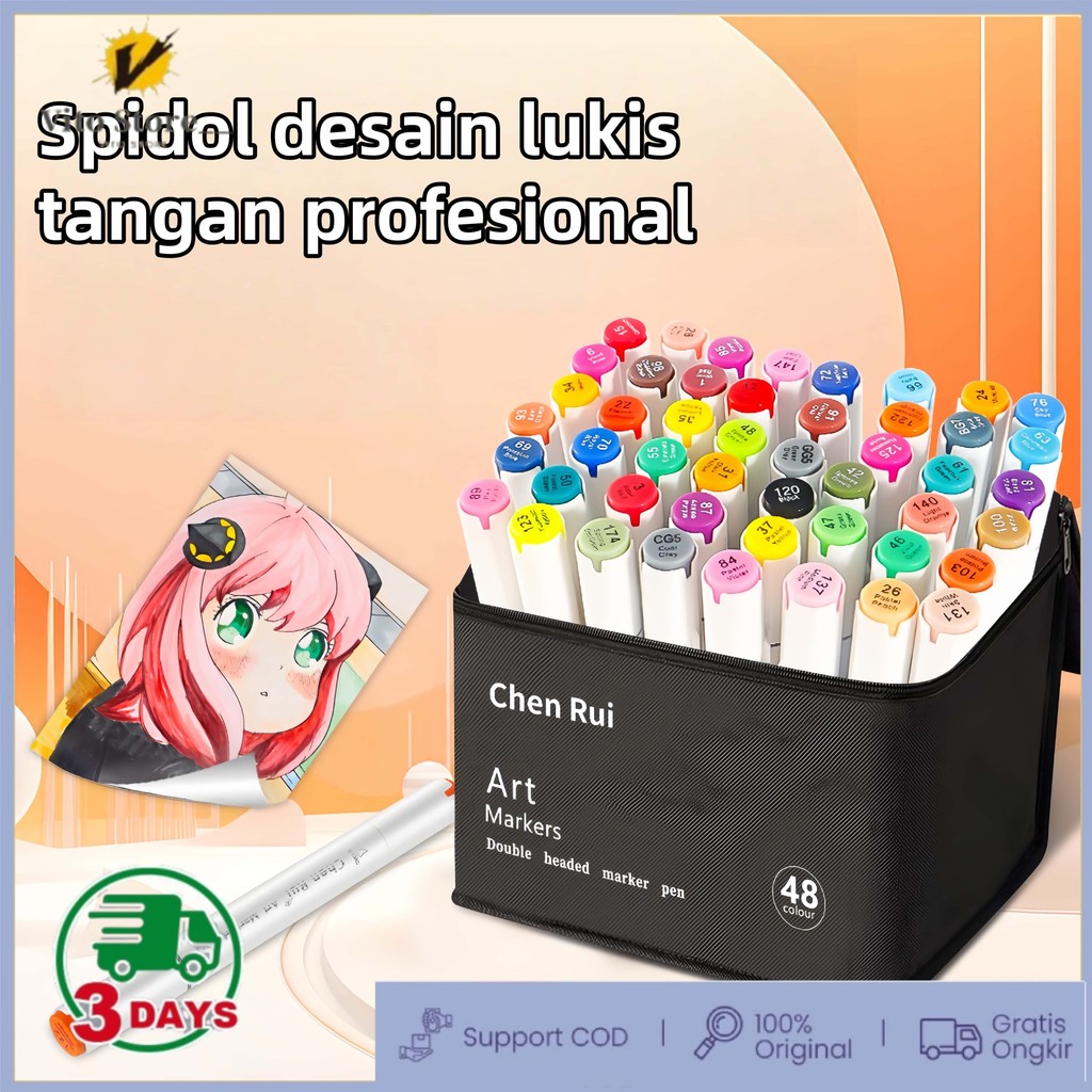 

Spidol Ujung Ganda Chenrui Spidol Warna Warni Kuas Seni