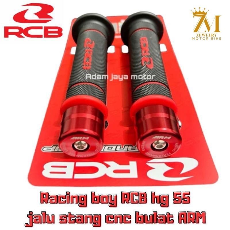 HANDGRIP RACING BOY ORIGINAL RCB HG55 + JALU STANG ARM BULAT FULL CNC UNIVERSAL NMAX PCX BEAT DELUXE