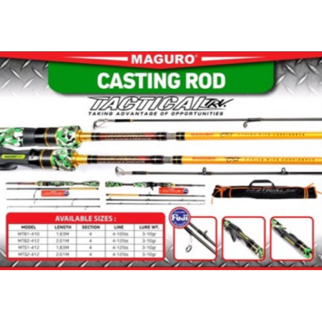 Joran Maguro Tactical 180cm mtb1 4-10lb Joran BC sambung 4 baitcasting