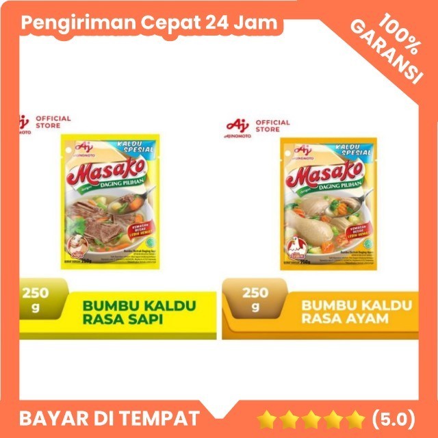 

Masako Kaldu Bubuk Penyedap Masakan Rasa Sapi - ayam 250gr/100gr