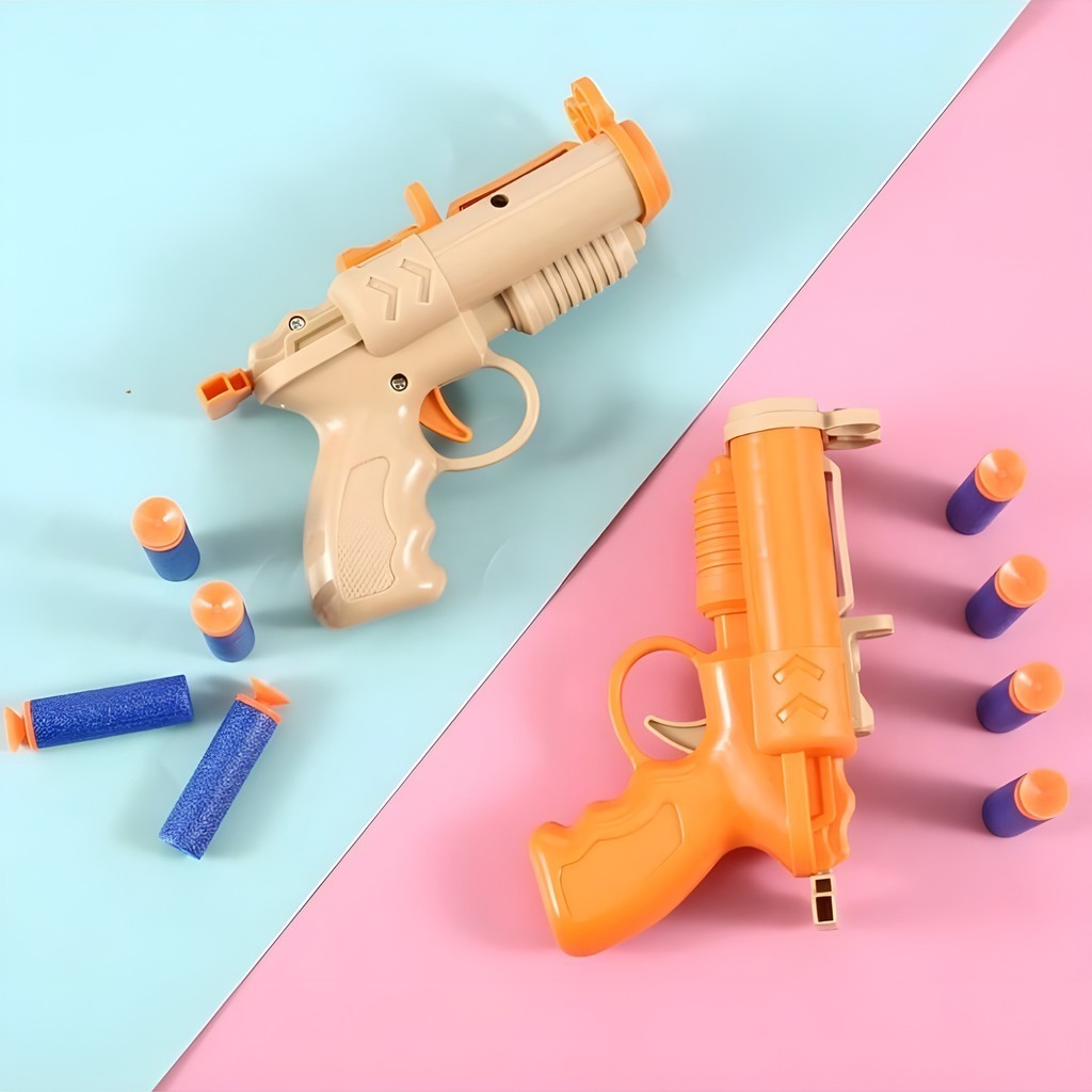 Toy Studio Mainan Anak Blaster Pull & Go Kokang Handgun Peluru EVA Aman