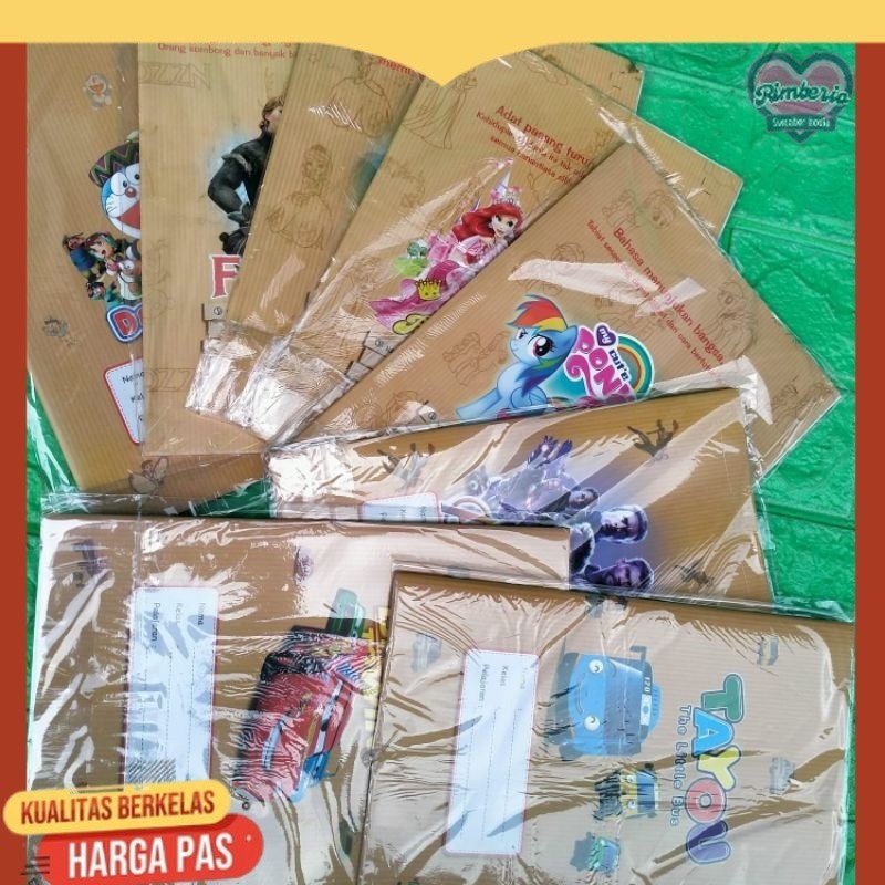 

10 Lembar SAMPUL KERTAS GAMBAR KARTUN Cewek Cowok Polos MIKA Ukuran BUKU SIDU