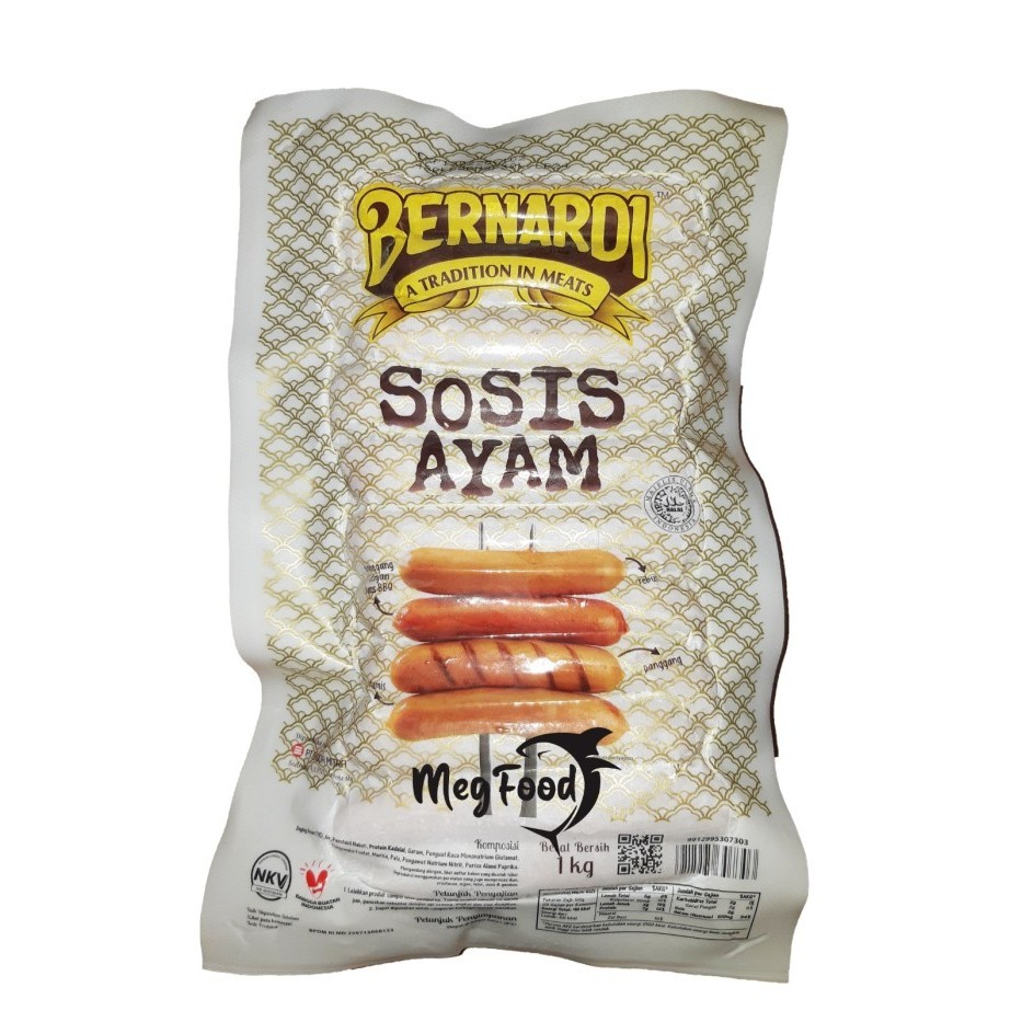 

Bernardi Sosis Ayam 1 Kg ( isi 30pcs )
