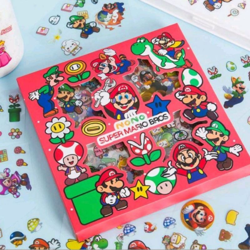 

RFT Sticker Super Mario Bross Stiker Nono Momo Viral Waterproof Isi 100 Lembar