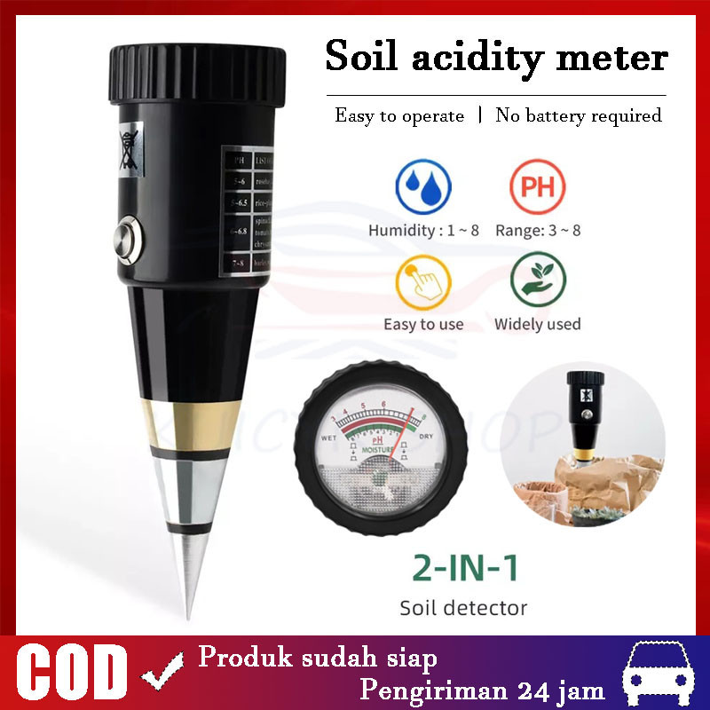 【Ready Stock,COD】Alat Penggukur Tanah Soil Ph Mete 2 in 1 Pen Type PH Meter Soil Analyzer Tester Met