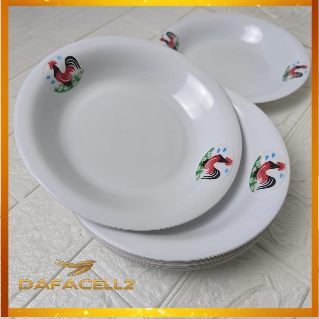 Piring Ayam Jago 1 lusin Plastik / ISI 12 PCS PIRING AYAM JAGO PUTIH 12PCS