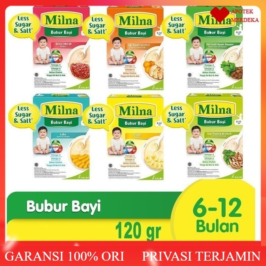 MILNA Bubur Bayi 6+ 120 gr usia 6-12 Bulan / Makanan Bayi Milna Bubur Bayi 6 Plus Bubur Mpasi Instan