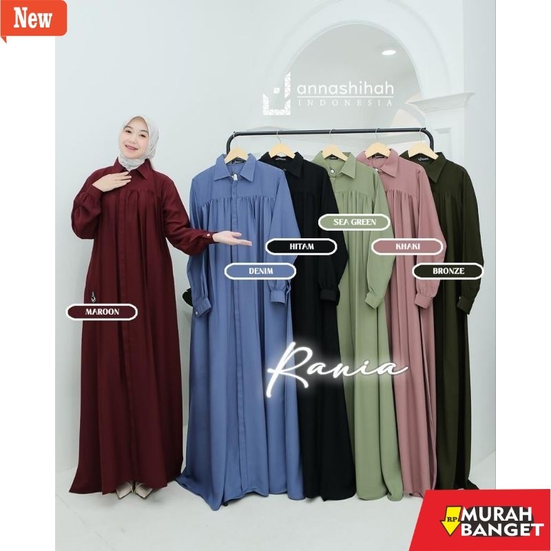 abaya shopee haul 2024 RANIA DRESS YORIS FLUID PREMIUM ORI ANNASHIHAH • GAMIS POLOS MUAT JUMBO BISA 