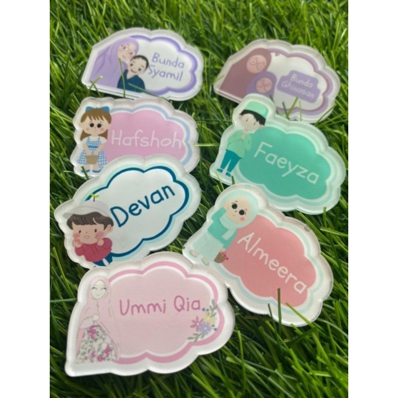 BROS LUCU CUSTOM NAMA AKRILIK | PIN NAMA DADA NAMETAG ANAK CUSTOM ACRYLIC | BROSS SEKOLAH