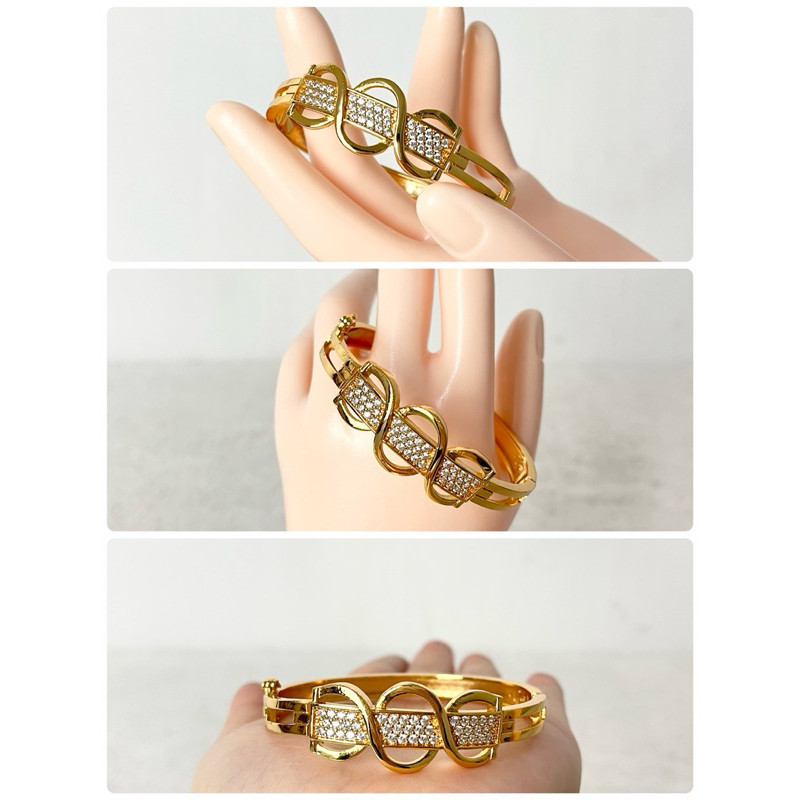 Gelang Bangle/Bangkok Lapis Emas Model Bling-Bling Putih dengan Harga Terjangkau dan Kualitas Premiu