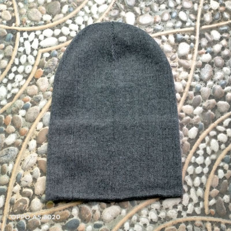 Topi Kupluk Dewasa Ribbed Motif Polos Unisex Pria Wanita