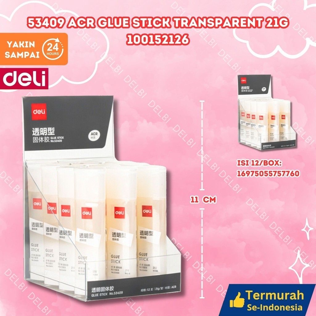 

Deli Glue Stick Lem Kertas Batangan 53409 ACR GLUE STICK TRANSPARENT 21G