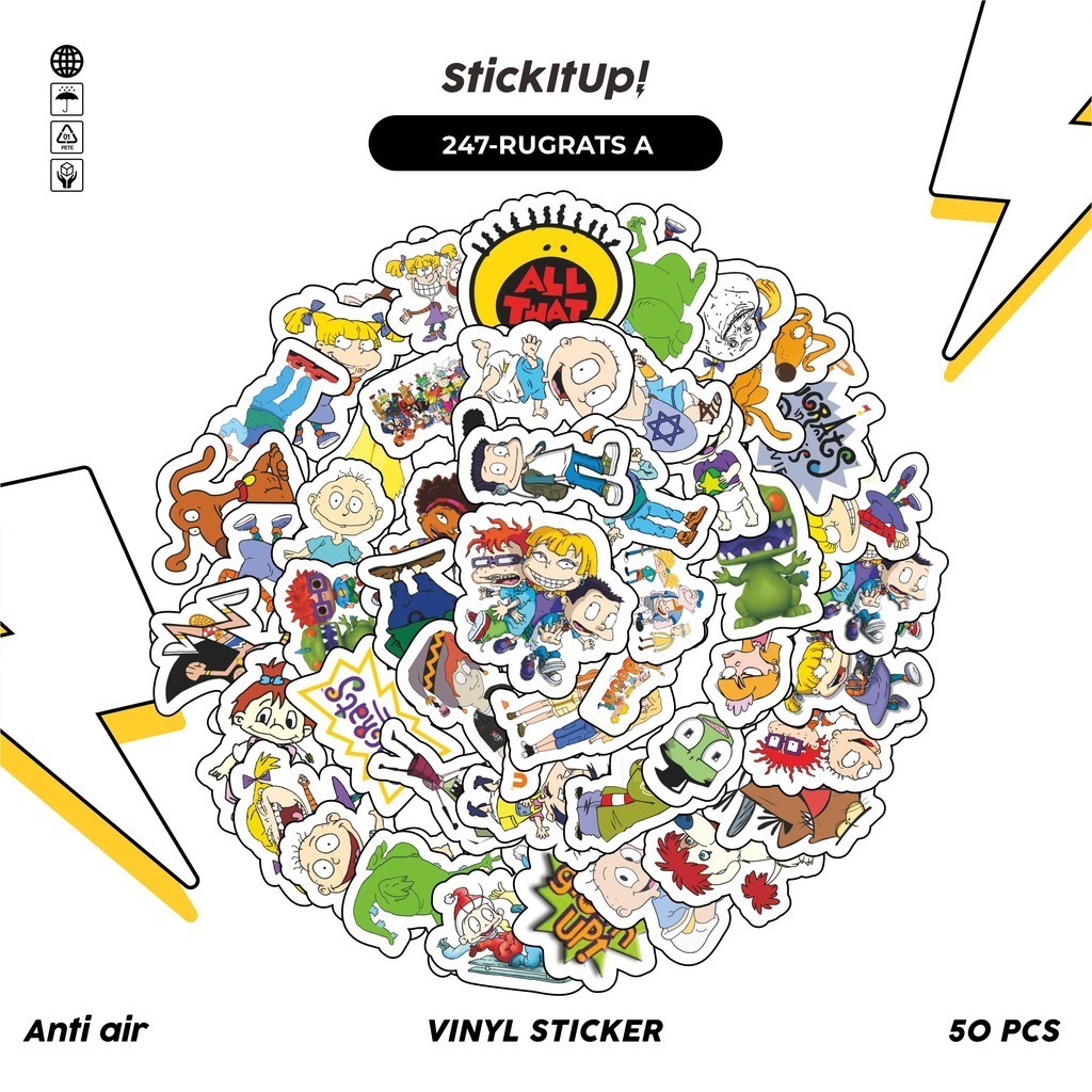 

COD✨ 50 Pcs Stiker Pack Motif Kartun Rugrats Lucu Aesthetic Vynil Waterproof untuk Freebies Sticker Buku Journal Casing HP Laptop