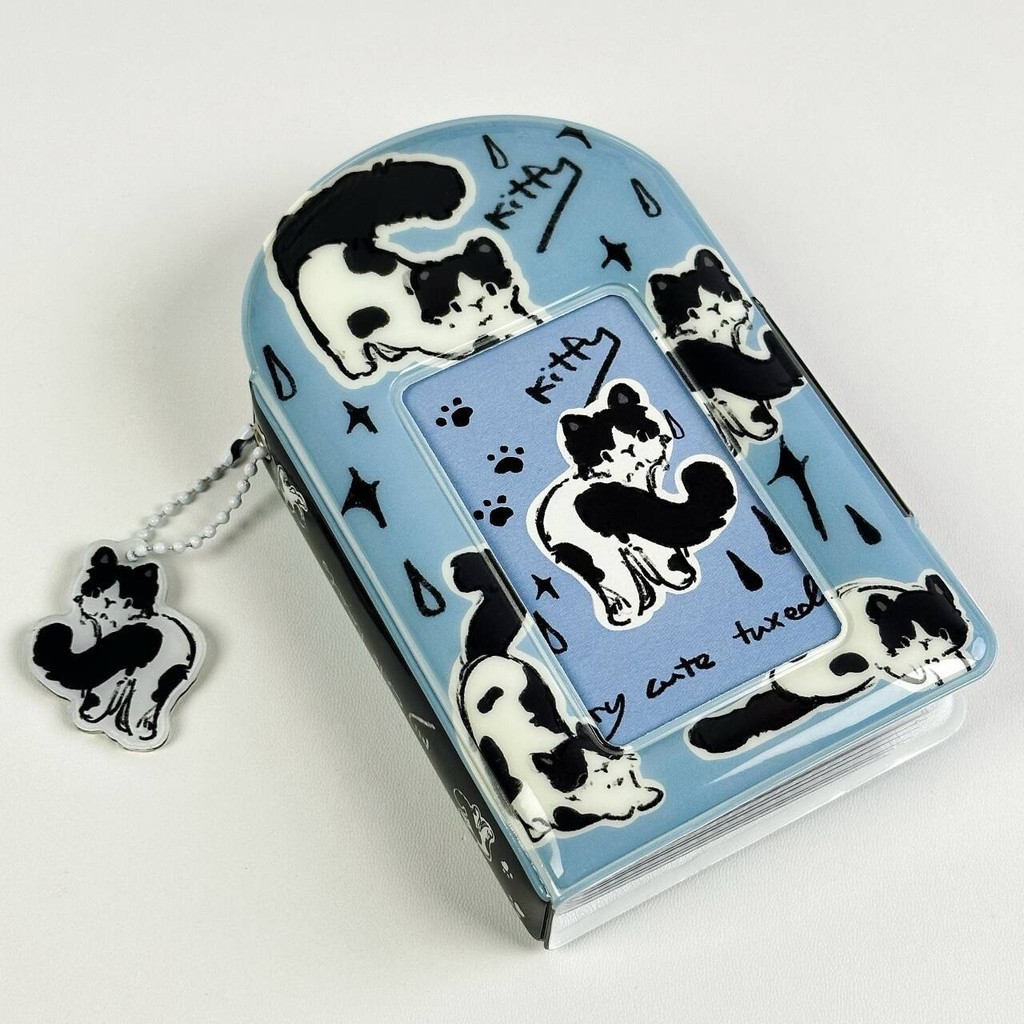 

Kpop Photocard Binder Photo Card Holder Keychain 3 Inch Card Sleeves Idol ID Cards Collector Kawaii Cat 32pcs card Capacity