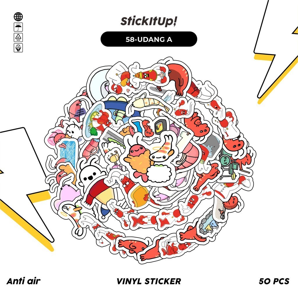 

COD100 Pcs Stiker Motif Hewan Udang Lucu Anti Air Untuk Dekorasi Notebook Sepeda Skateboard Handphone DIY