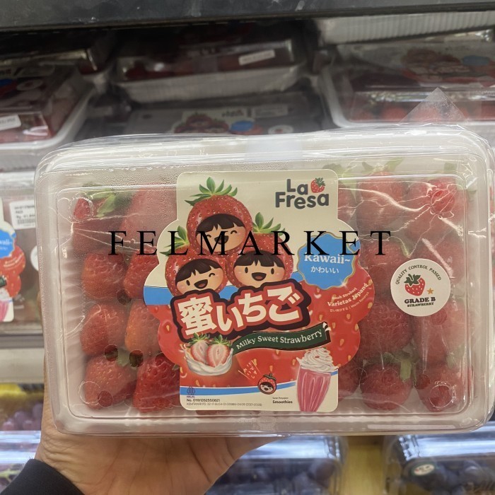 

Strawberry La Fresa Kawai Milk Sweety Grade B / Buah Strawberry Bibit Jepang / Pack