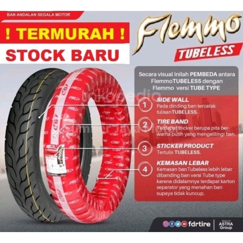 FDR FLEMMO 90/90-14 | 80/90-14TUBELESS RING 14 BEAT INJEKSI VARIO FI MIO SPIN  MATIC BAN LUAR TUBLES