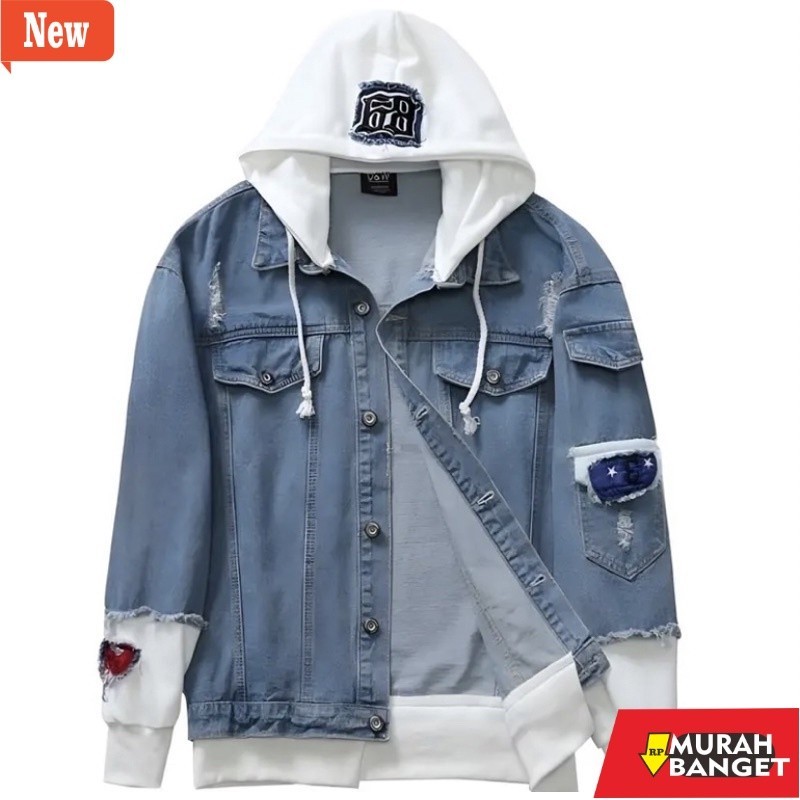 Jaket pria terbaru yg viral- JAKET JEANS PRIA KOREAN STYLE/ JAKET JEANS COWOK KOMBINASI