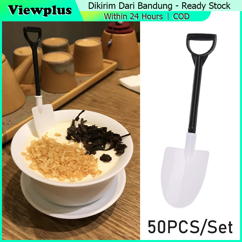 50Pcs Sendok Es Krim/Pudding/Kue/Ice Cream Bentuk Sekop Sendok Sekop Plastik Kecil / Dessert Model