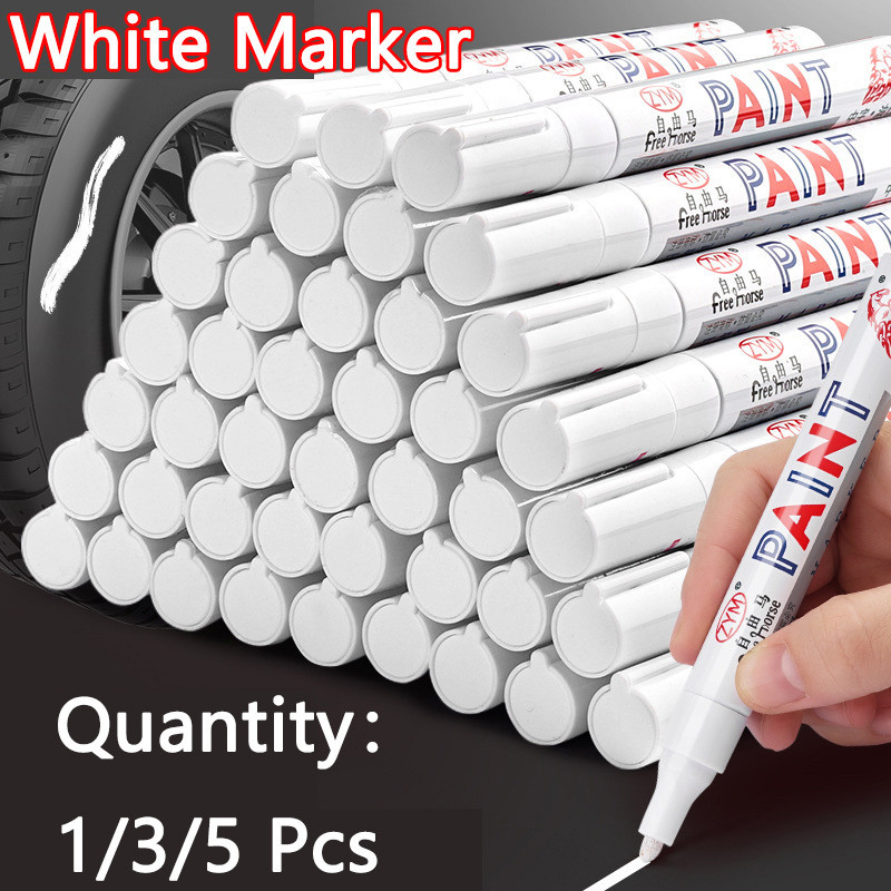 

White Marker Pens set 2.0mm Oily Waterproof White Gel Pen DIY Graffiti Sketching Marker Stationery Writing School Supplies brush