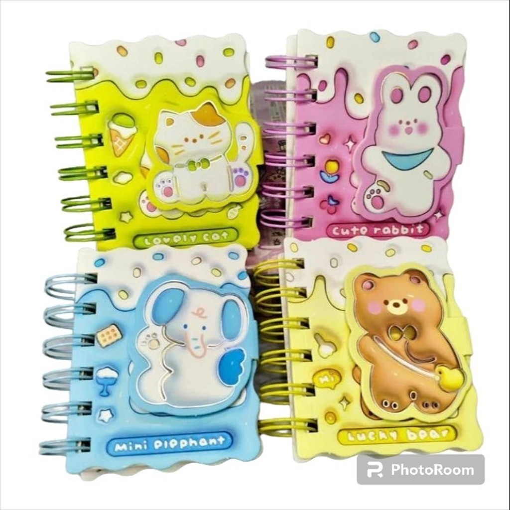 

(A7 3D) Notebook Note Book Notes Note Agenda Diary Buku Catatan Kecil Mini Saku ukuran A7 motif lucu aesthetic aestetik estetik cover teba 3D Timbul dengan kancing perekat velcro premium