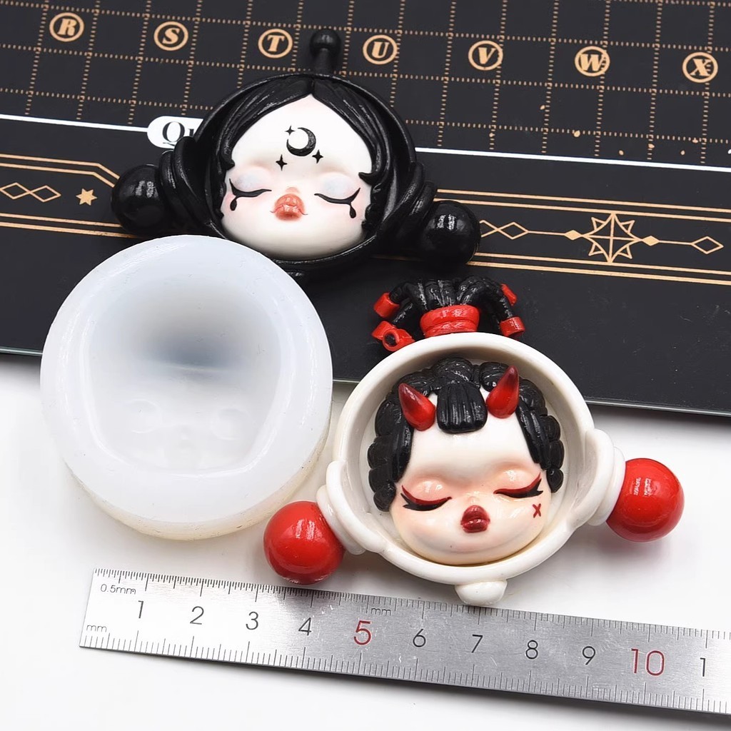 New Coming Cute  Pottery Clay Doll  Face DIY  Silicone  Mold