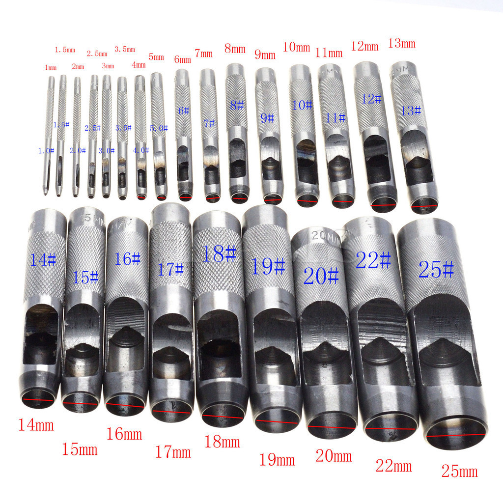

25 Size Pick Leather Tools Leather Punch Leathercraft Hole Craft Set Hollow Puncher Belt Punch 1.0mm-25mm for Clothing Canvas