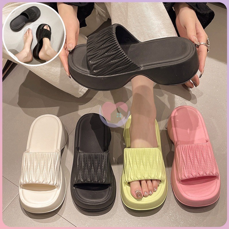 【COD】Sandal Wanita Wedges Pita And Bear Sandal Karet Eva Hak Tinggi Slop