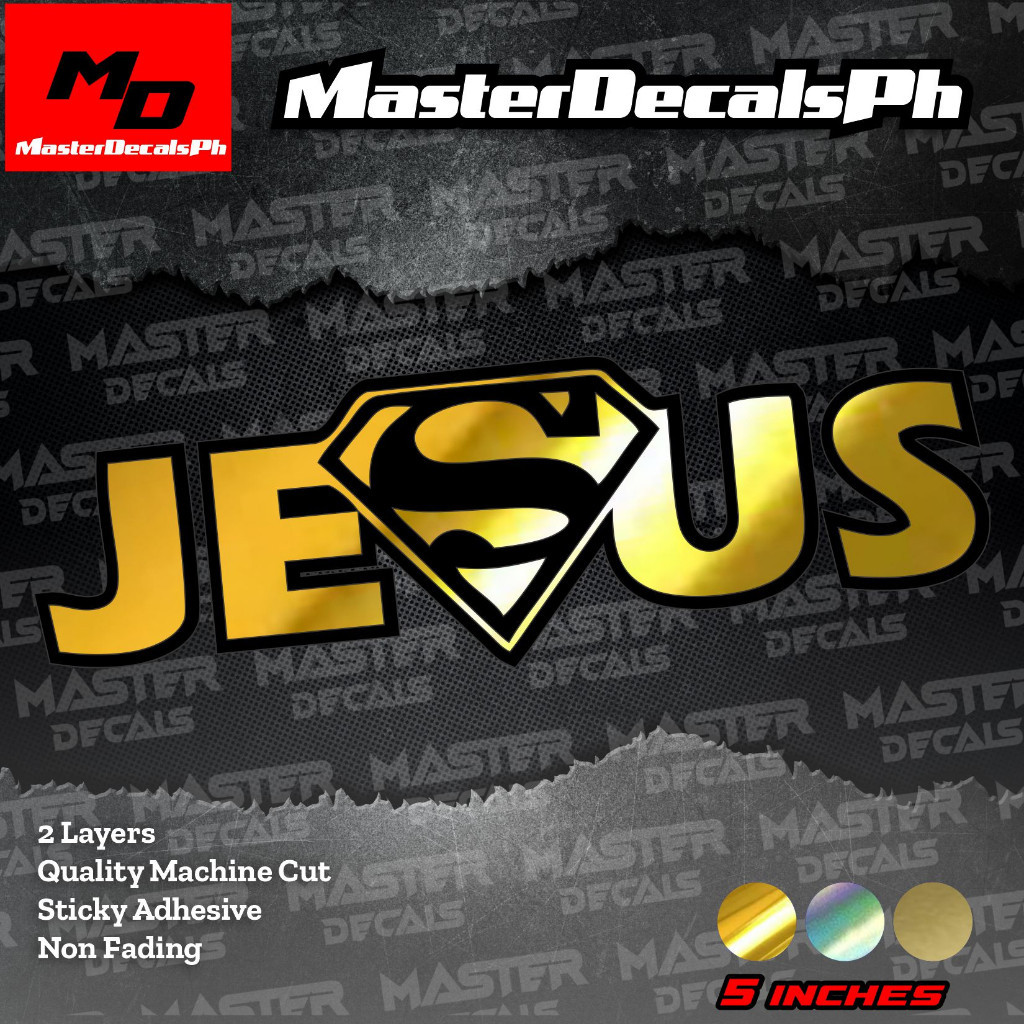 

SUPER JESUS , 2 LAYERS Die Cut Sticker, High Quality Machine Cut Waterproof