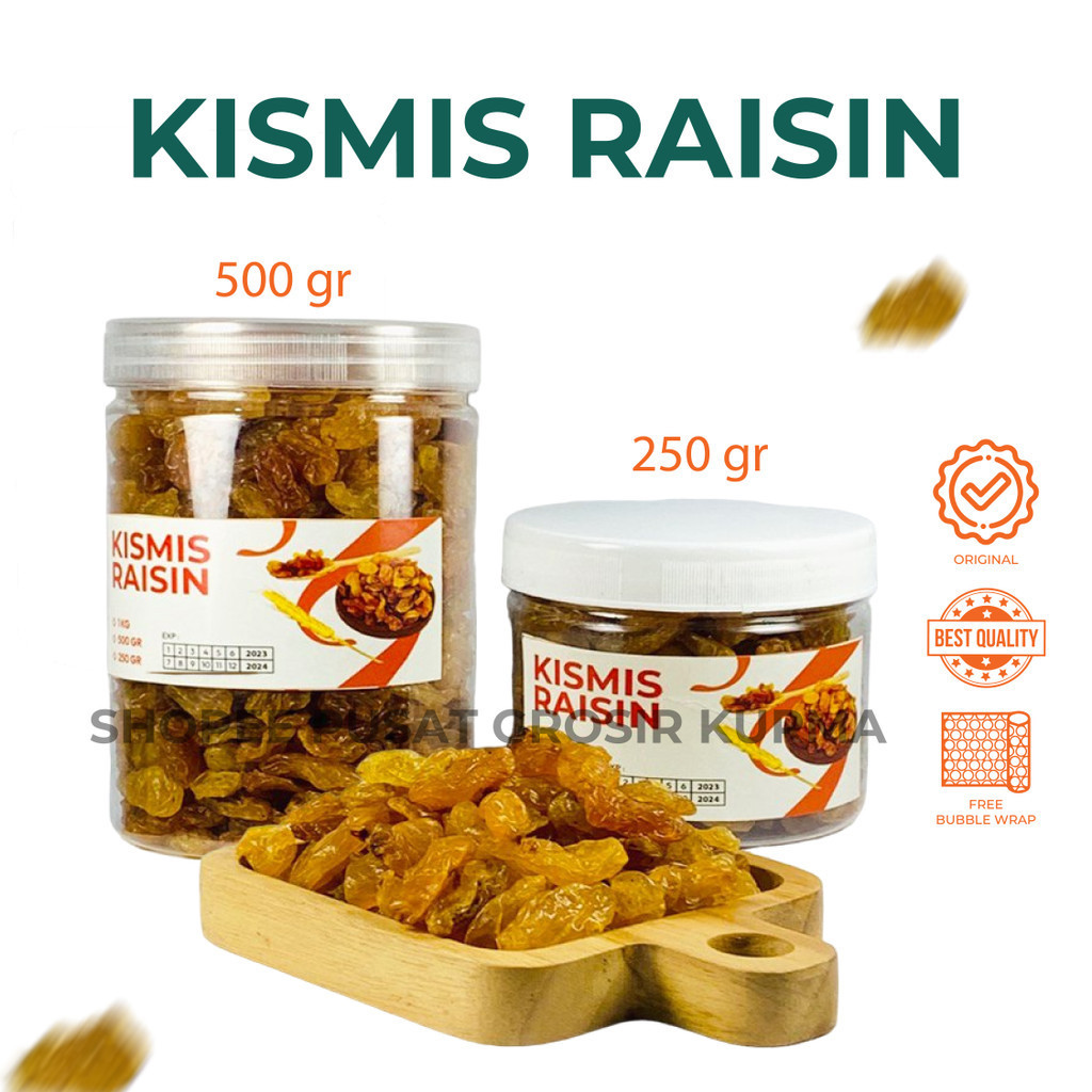 

Kismis Golden Raisin 250Gr / Kismis Asam Manis Manis / Kismis Oleh-oleh haji 500Gr