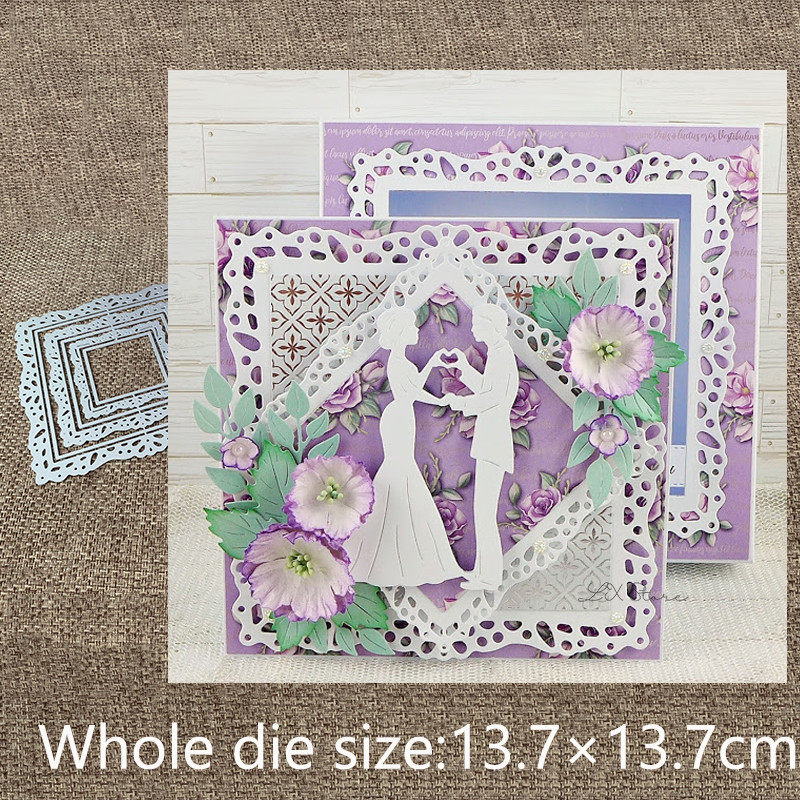 

XLDesign Craft Metal Cutting Dies stencil mold 6Pcs square lace frame scrapbook Album Paper Card Craft Embossing die cuts