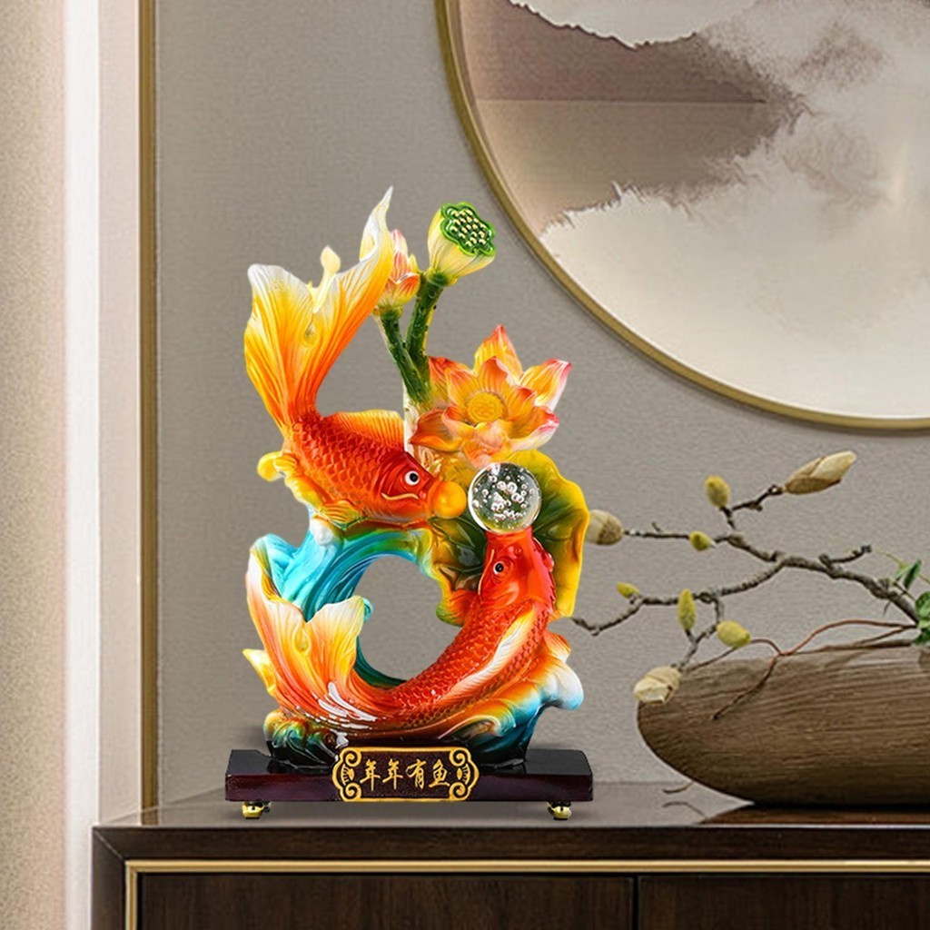 Chinese Feng Shui Fish Statue Resin Desktop Decoration for Home Decor Office