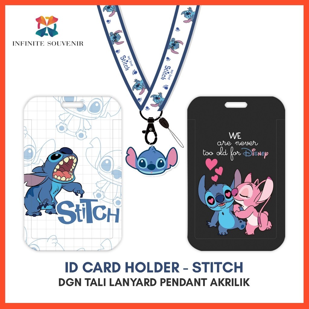 

[N003] STITCH / Name Tag Card Holder Motif Karakter Stitch dengan Tali Lanyard Pendant Akrilik / ID Card Holder Tali Gantungan Acrylic Disney Stitch Lucu / Nametag / Tempat Kartu Flazz / Emoney