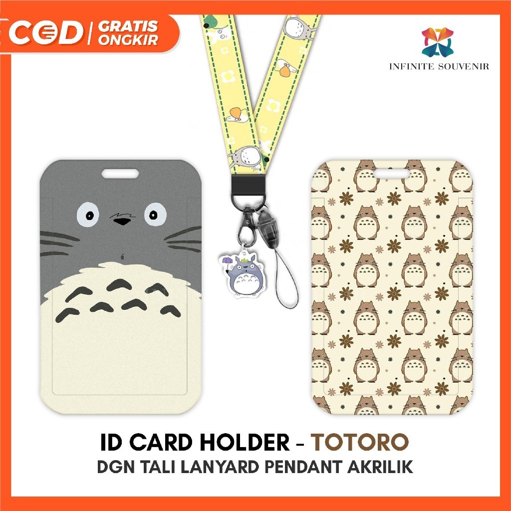 

[N003] TOTORO / Name Tag Card Holder Motif Karakter Totoro / Kucing Coklat / Hamster dengan Tali Lanyard Pendant Akrilik / ID Card Holder Tali Gantungan Acrylic Lucu / Nametag / Tempat Kartu Flazz / Emoney