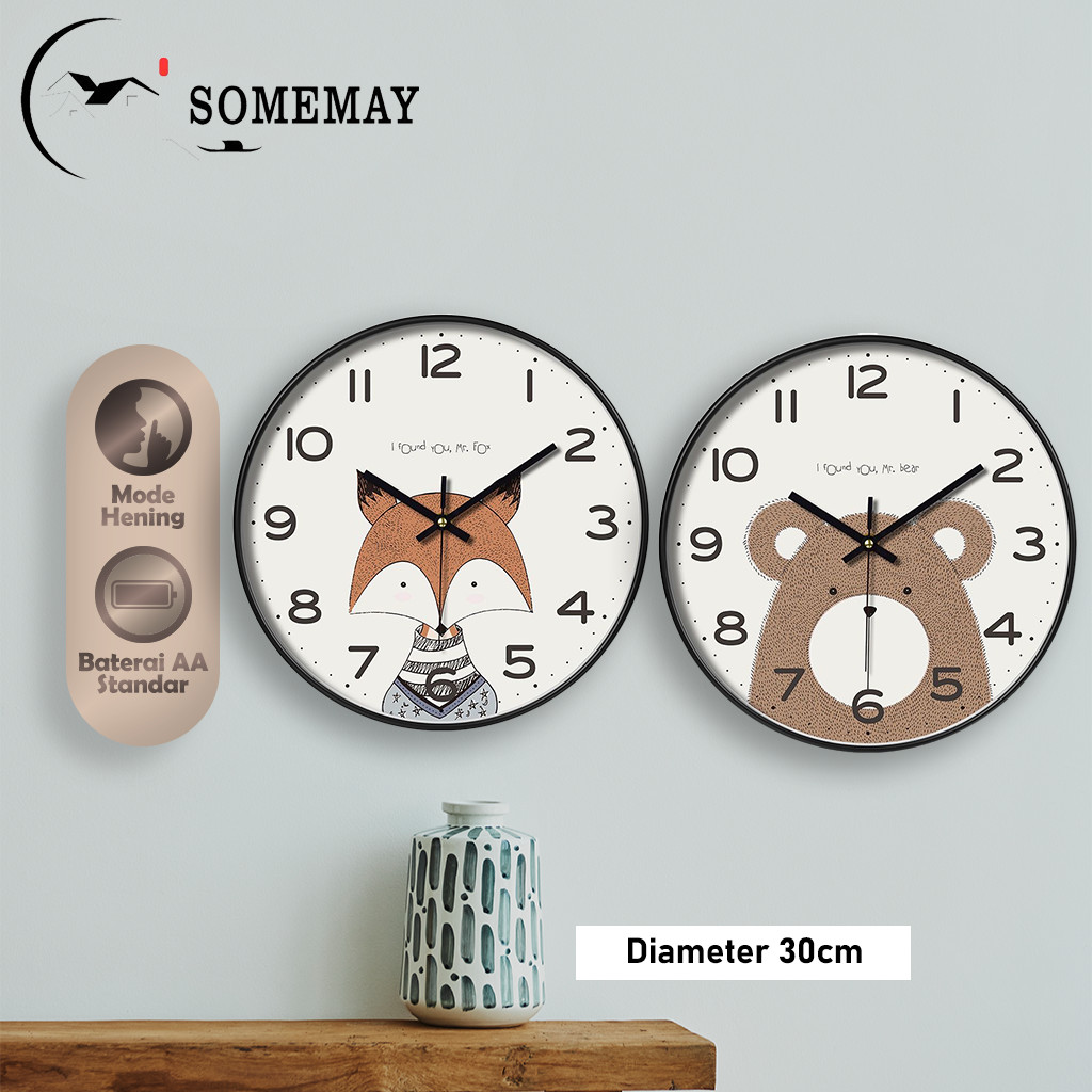 SOMEMAY Jam dinding hewan 30CM M50 / Jam dinding aesthetic / Jam dinding tempel/ jam dinding estetik