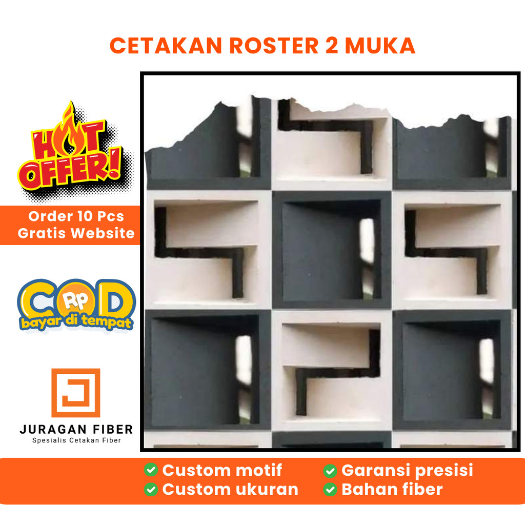 CETAKAN LOSTER MINIMALIS DUA MUKA 20 X 20 CM TEBAL 10 CM / cetakan roster minimalis / cetakan roster