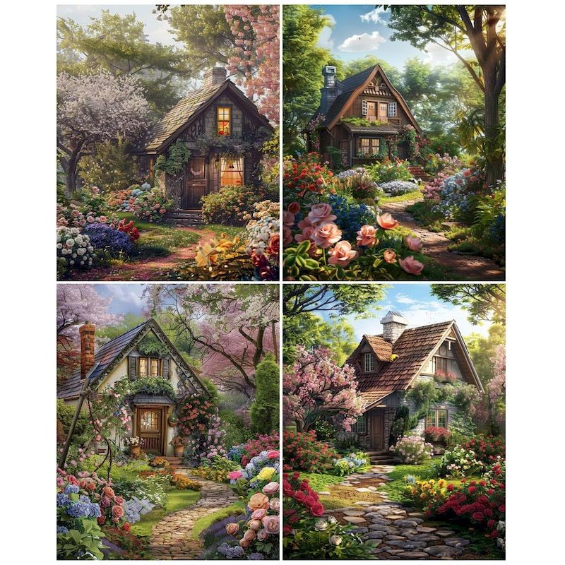 

Oil Painting By Number For Adults Flower House Landscape Kits Acrylic Paints Handpainted Drawing By Numbers Home Decor