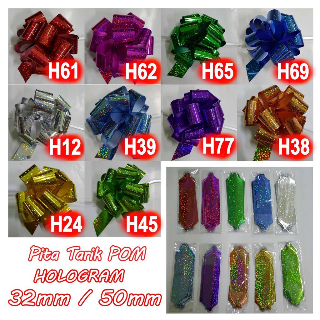 

RIBBON - Pita Tarik Serut Pom Hologram 32mm