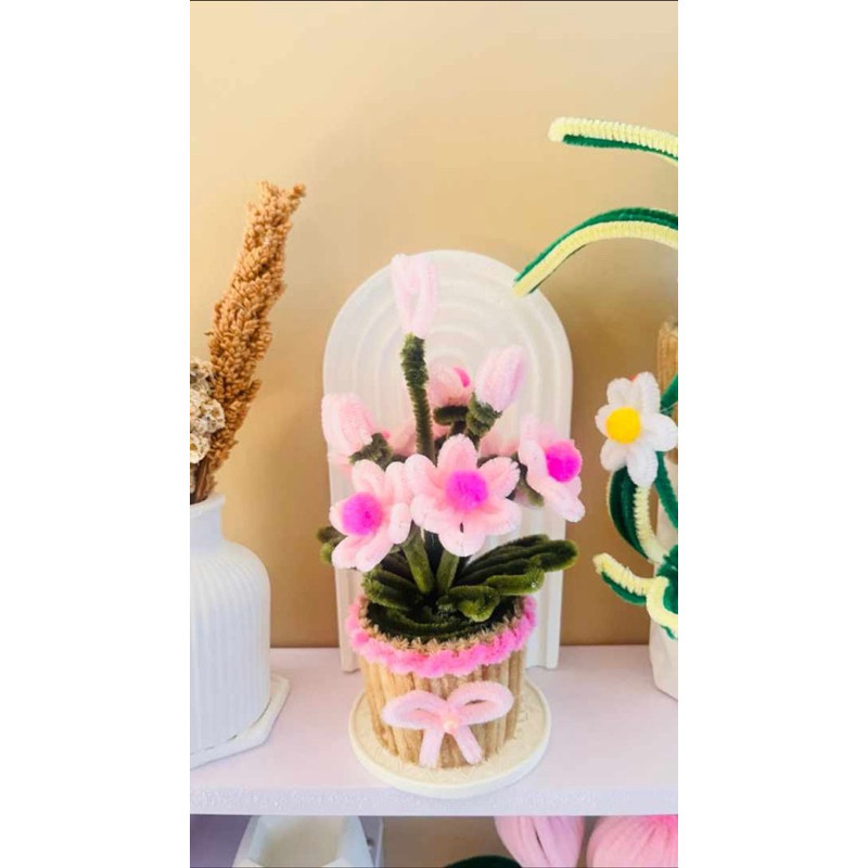 Bunga pot kawat bulu | kawat bulu | bunga kawat bulu
