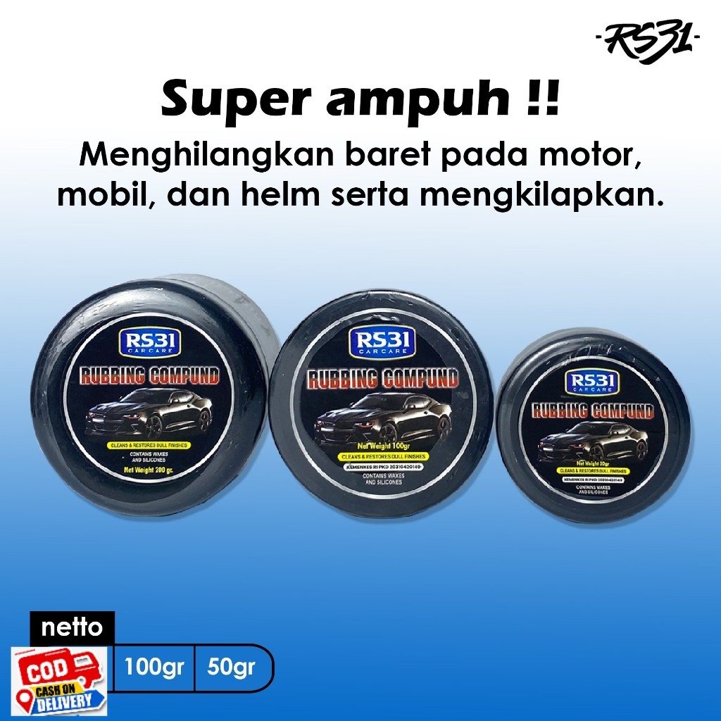 Kompon penghilang baret body mobil, aspa,  bodi motor, helm kaca goresan | Rubbing Compound RS31|