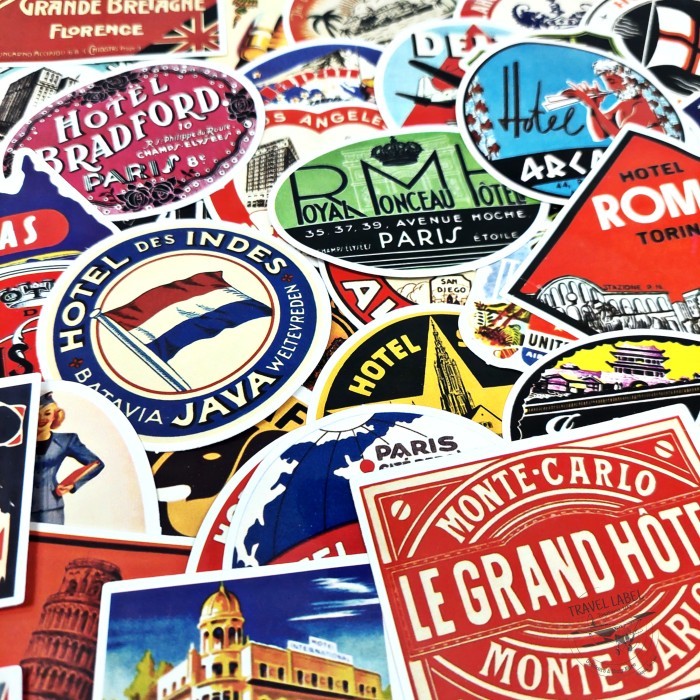 Sticker Stiker koper 50 Pcs : Retro Hotel Travel logo / Rimowa sticker