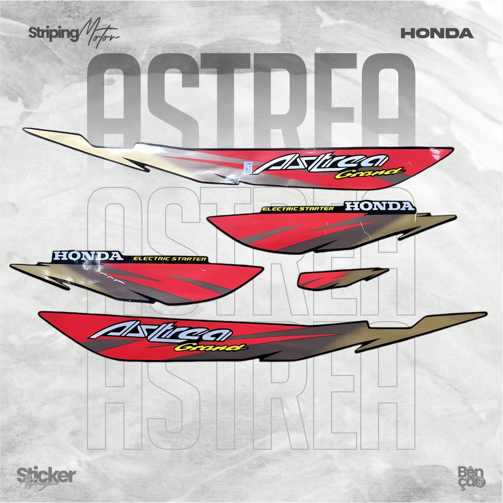 Striping stiker motor | HONDA Astrea Grand ELEGANT LIMITED EDITION   hitam lis merah FERRARI   stand