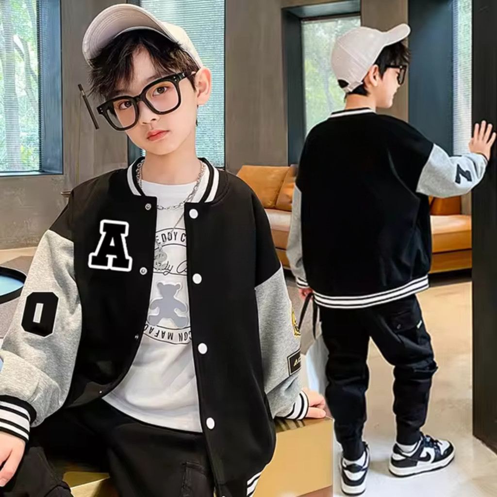 Jaket Bomber Baseball Varsity Anak Laki laki 1 2 3 5 10 12 13 Tahun Import Korea Kece Custom Sablon