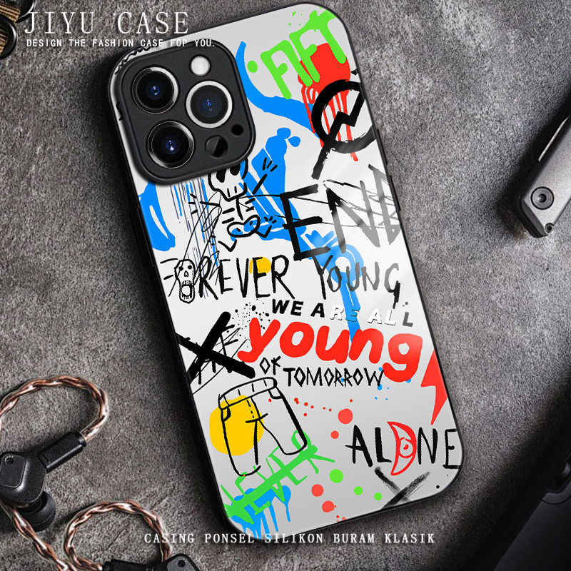 Soft Case glossy kaca for  iphone 11 12 mini 14 Plus 13 15 pro max 6 6s 7 8 plus android casing hp X