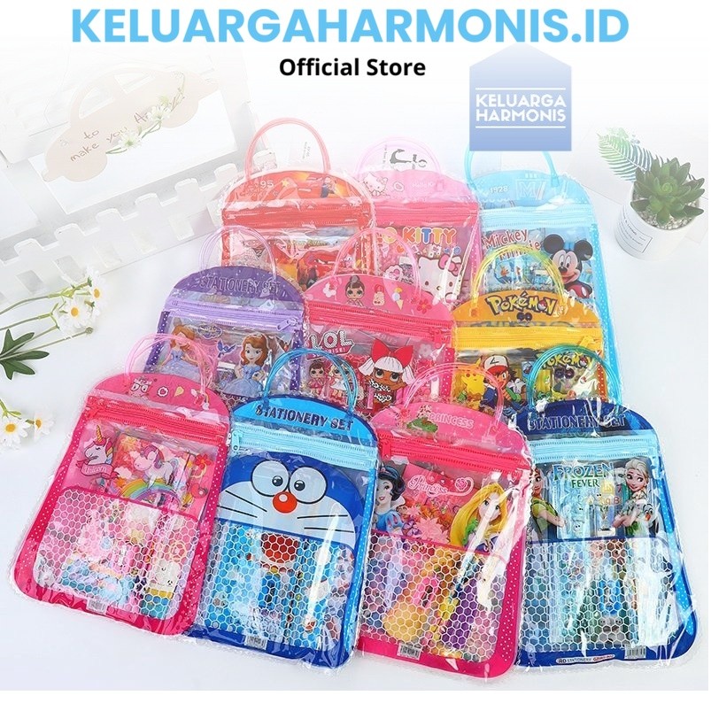 

KH Alat tulis set tas 7 in 1 bingkisan kado ulang tahun anak sekolah pensil buku kartun stationary set birthday souvernir gift