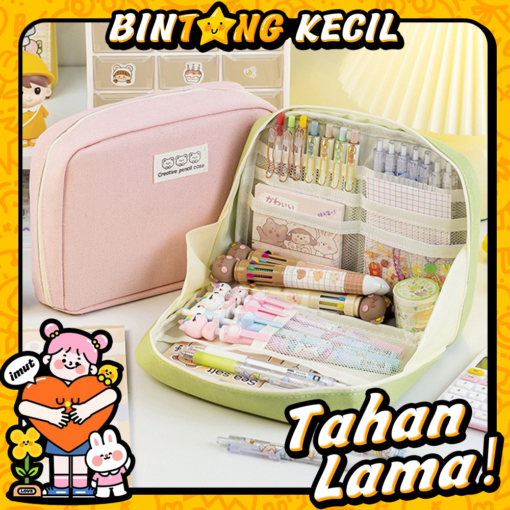 

8-Layer Tempat Pensil Alat Tulis Kreatif Multifungsi Tas Large Capacity Pencil Case Canvas Kotak Alat Tulis Kantong Pensil Siswa