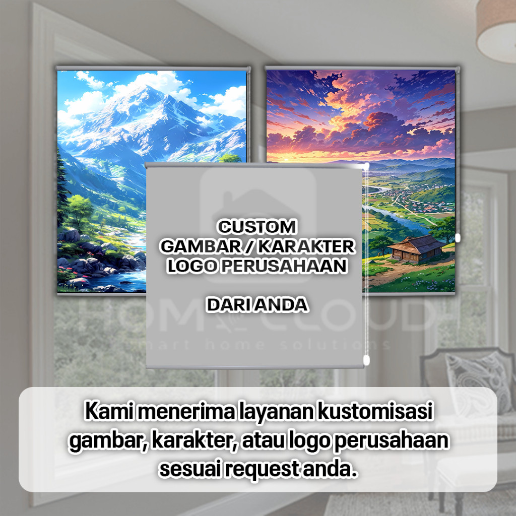 Roller Blinds Custom Tirai Printing Tirai Logo Gambar Karakter Gorden Custom Gambar Tirai Anime