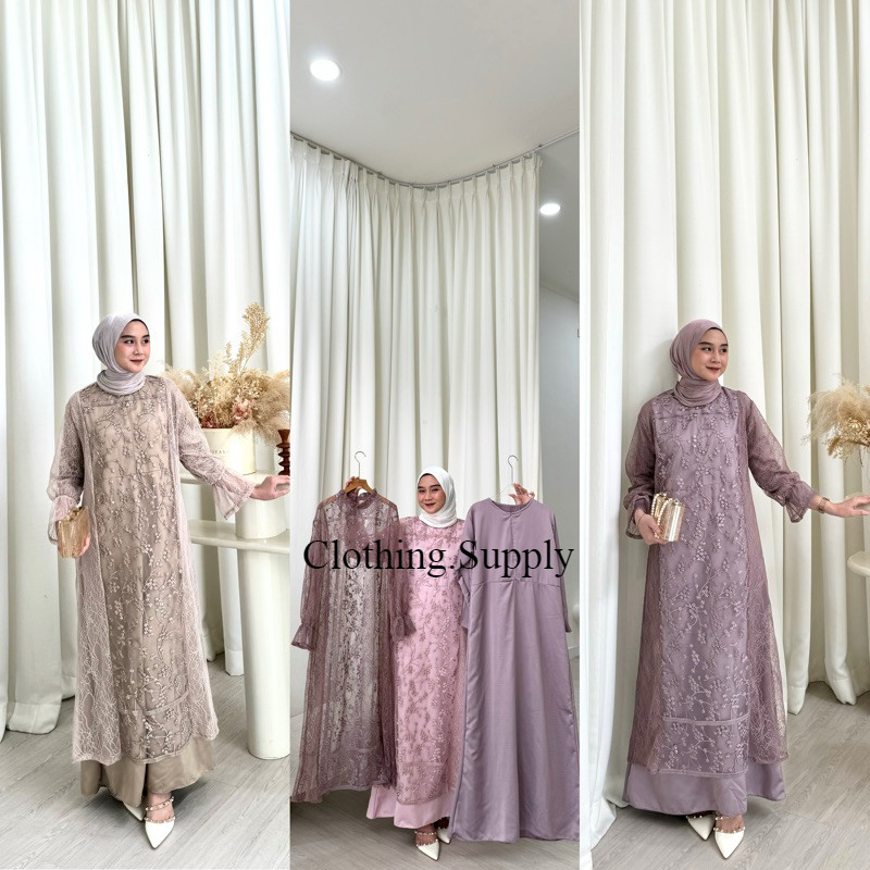 DRESS KONDANGAN SILK PREMIUM MEWAH BELLA GAMIS OUTER LEBARAN BUSUI GAUN PESTA ELEGAN MUSLIMAH